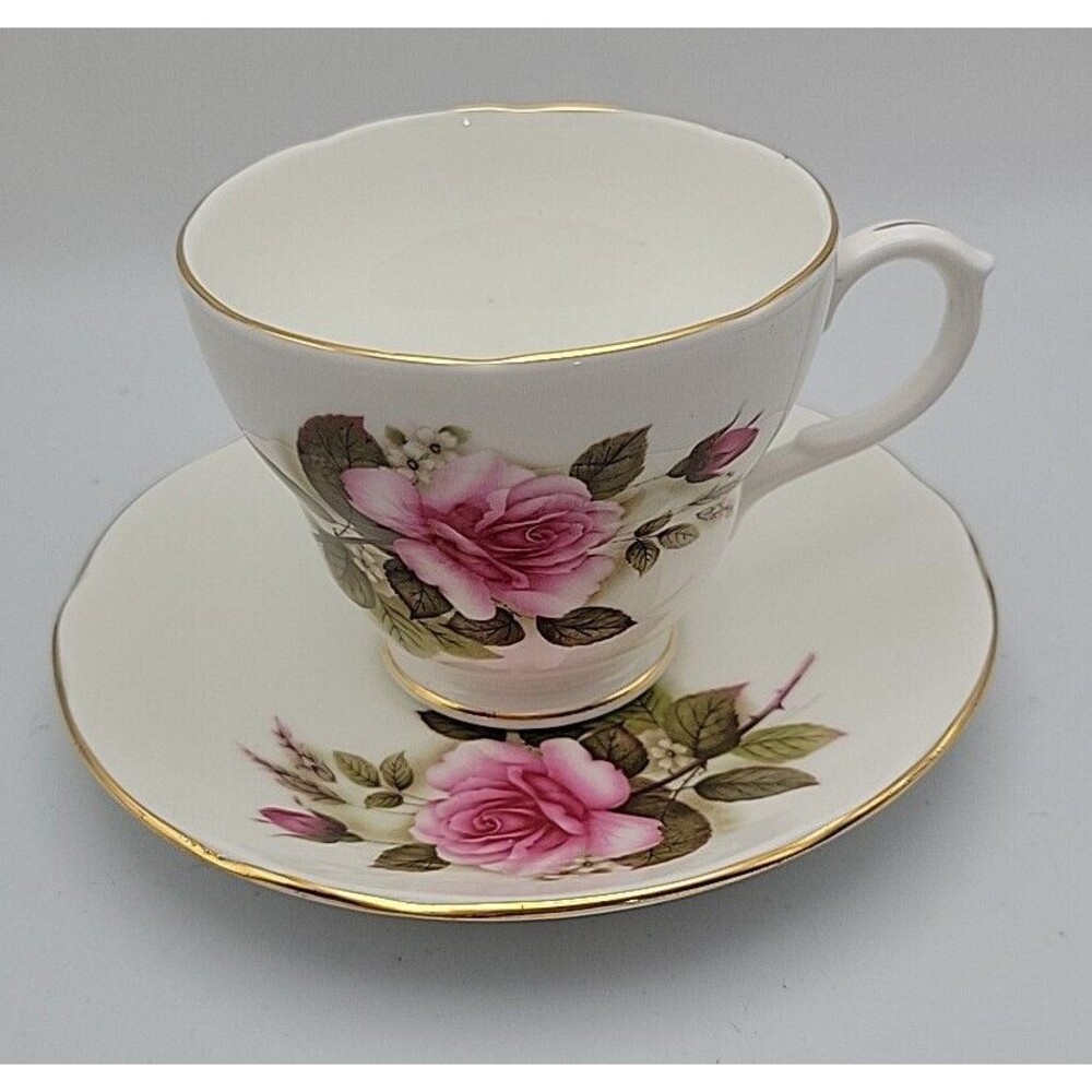 Vtg Duchess Bone China Pink Roses Teacup & Saucer Made in England 386 *Read*